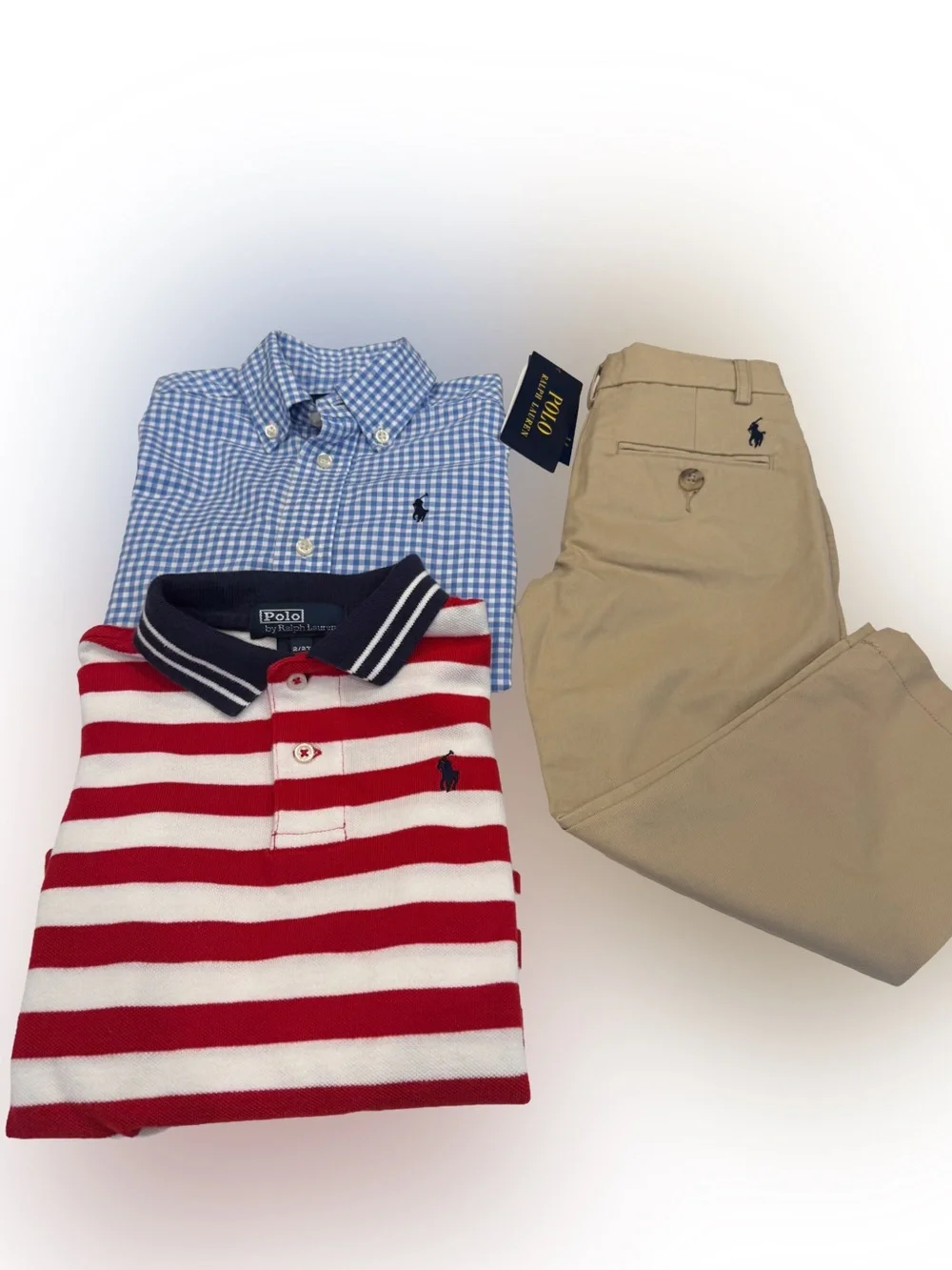 Ralph Lauren Boys 3 PCS Set Rugby Shirt, Button Down Shirt & Chinos NWT Sz 2T